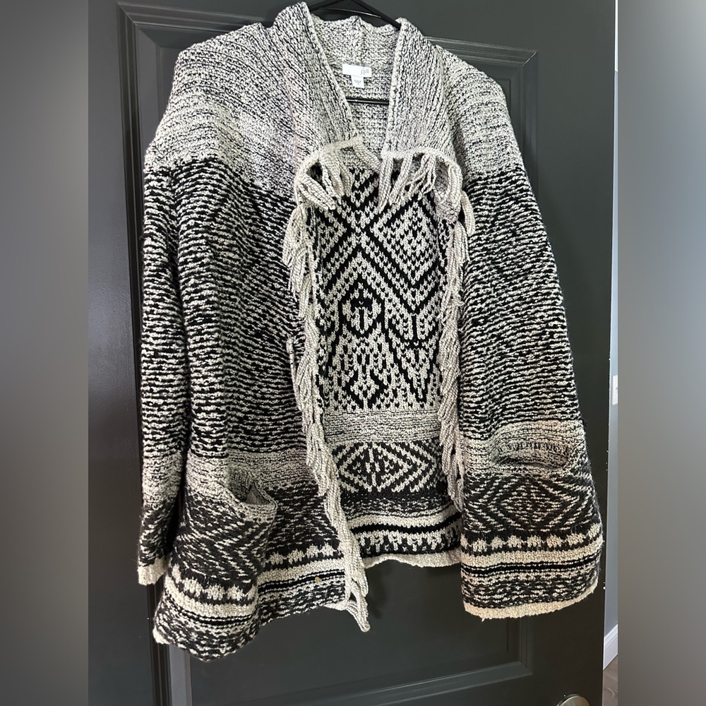 J. Jill Black and Cream Patterned Cardigan